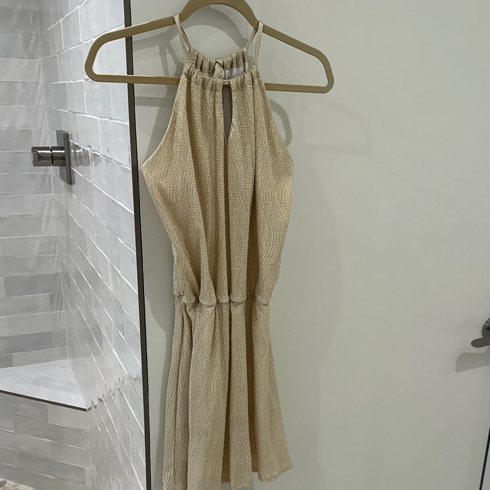 NWOT JustFab Elegant Cream Halter Dress Size Small